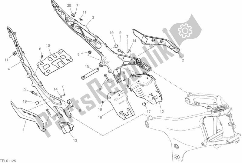 All parts for the Rear Frame Comp. Of the Ducati Superbike Panigale V4 S Thailand 1100 2019